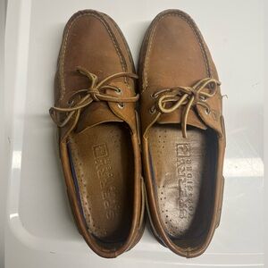 SPERRY Sahara Brown Leather Boat Shoes Lace Up Slip Resistant Casual Men Size 11